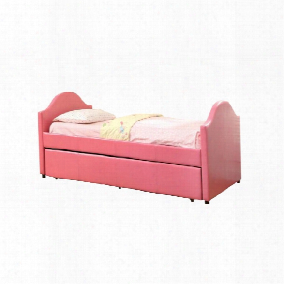 Furniture Of America Jenning Upholstered Daybed With Trundle In Pink