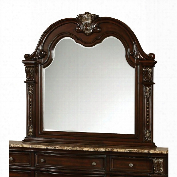 Furniture Of America Strout Mirror In Brown Cherry