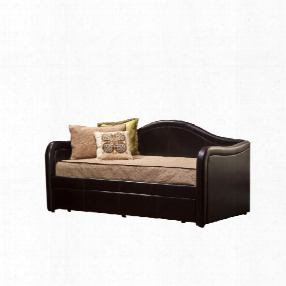 Hillsdale Brenton Faux Leather Daybed With Trundle In Brown