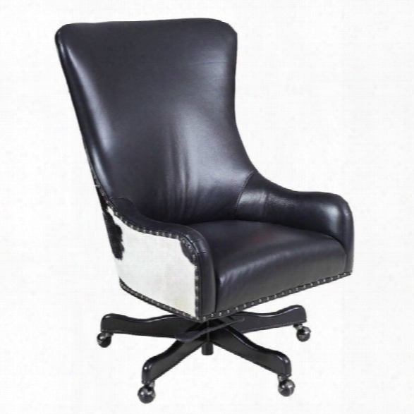 Hooker Furniture Executive Leather Swivel Tilt Office Chair In Nouveau Black With Black And White Hoh