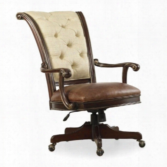 Hooker Furniture Grand Palais Upholstered Tilt Swivel Office Chair In Dark Walnut