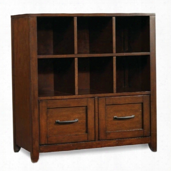 Hooker Furniture Wendover Utility Bookcase Pedestal In Distressed Cherry