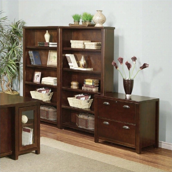 Kathy Ireland Home By Martin Tribeca Loft Bookcase Cabinet Set In Cherry