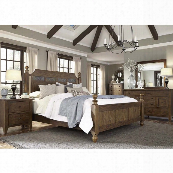 Liberty Furniture Hearthstone 5 Piece Queen Poster Bedroom Set In Oak