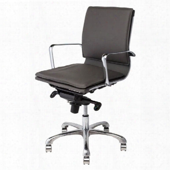 Nuevo Carlo Faux Leather Low Back Office Chair In Gray