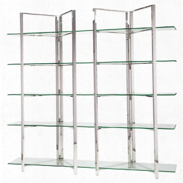 Nuevo Elton 5 Shelf Glass Bookcase In Silver