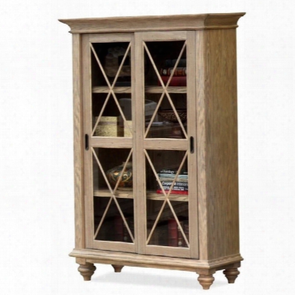 Riverside Furniture Coventry Sliding Door Bookcase In Weathered Driftwood