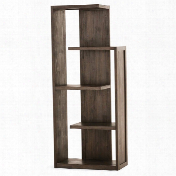 Simpli Home Monroe 4 Shelf Bookcase In Distressed Charcoal Brown