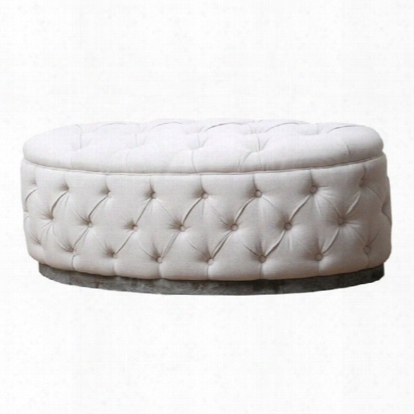 Abbyson Living Beachwood Oval Tufted Ottoman In Beige