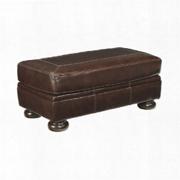 Ashley Banner Leather Ottoman In Coffee