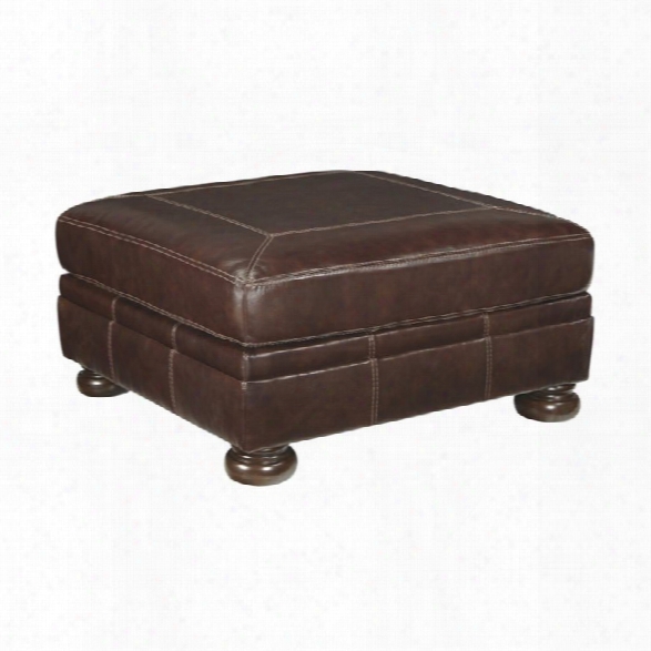 Ashley Banner Oversized Square Leather Ottoman In Coffee