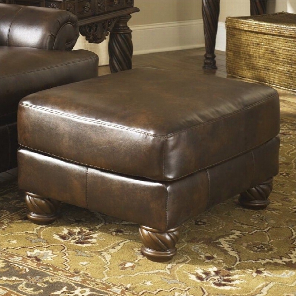 Ashley Furniture Fresco Leather Accent Ottoman In Old World