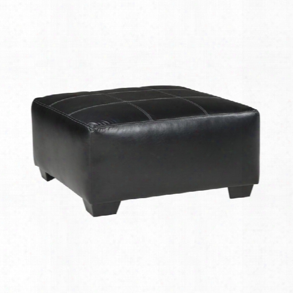 Ashley Kumasi Oversized Square Faux Leather Ottoman In Black