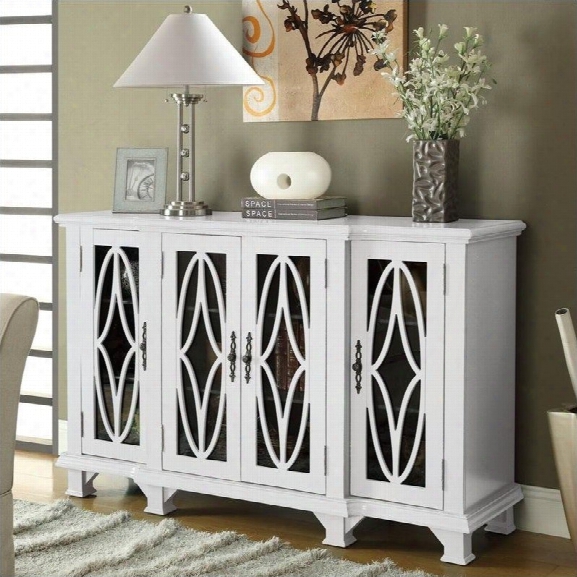 Coaster Console Table With Glass Doors In White