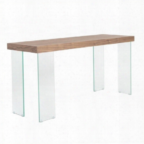 Eurostyle Cabrio Console Table In Clear And Walnut