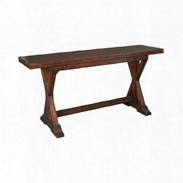 Hammary Hidden Treasures Drop Down Console Table In Rustic Finish