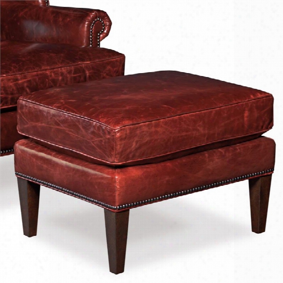 Hooker Furniture Blakeley Leather Ottoman In Red