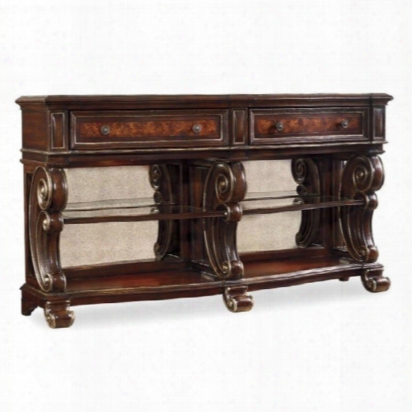 Hooker Furniture Grand Palais 2-drawer Mirrored Back Console Table In Dark Walnut