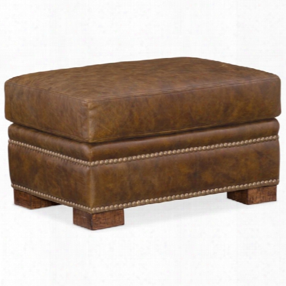 Hooker Furniture Jax Leather Ottoman In Brown
