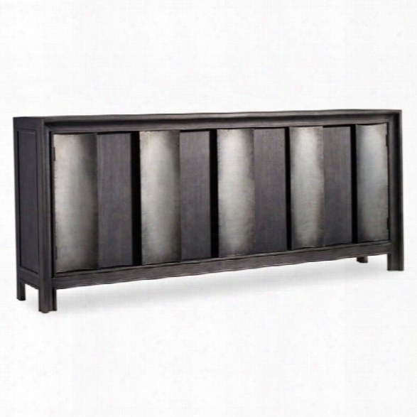 Hooker Furniture Melange 3-door Channeled Console In Dark Wood And Aluminum