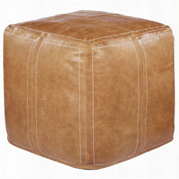 Jaipur Rugs Ultra By Nikki Chu Leather Square Pouf In Black