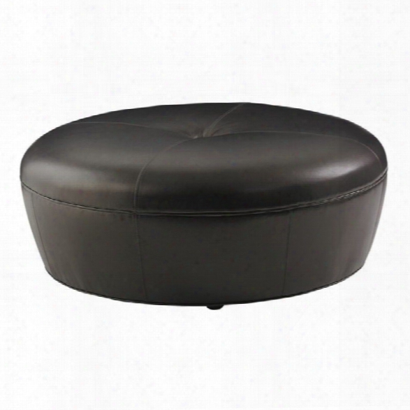 Lexington Carrera Claudia Round Leather Ottoman In Dark Brown