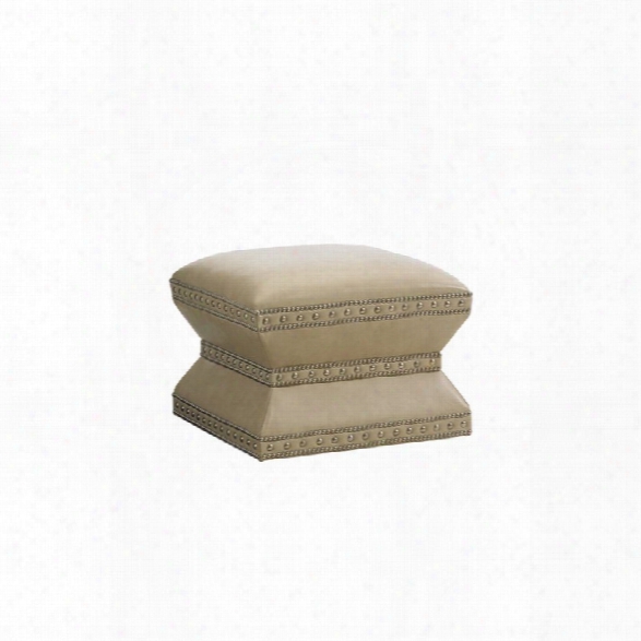 Lexington Laurel Canyon Wheatley Leather Square Ottoman In Ivory