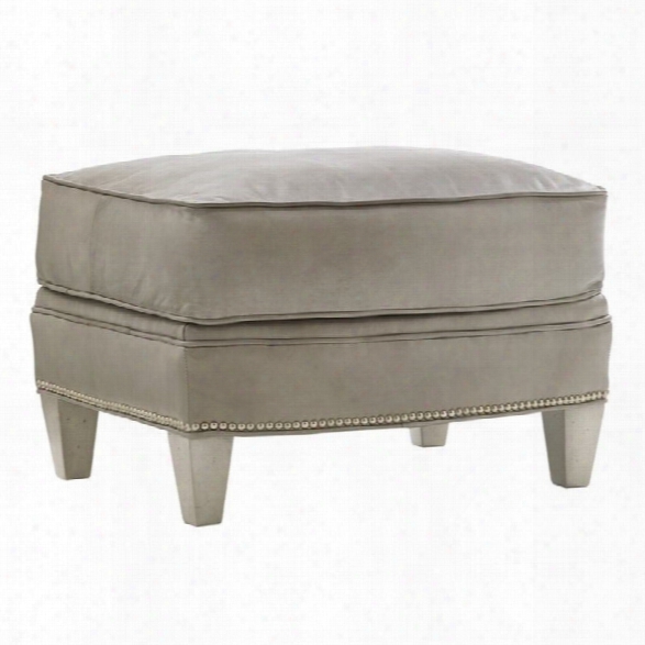 Lexington Oyster Bay Bayville Leather Ottoman In Milllstone