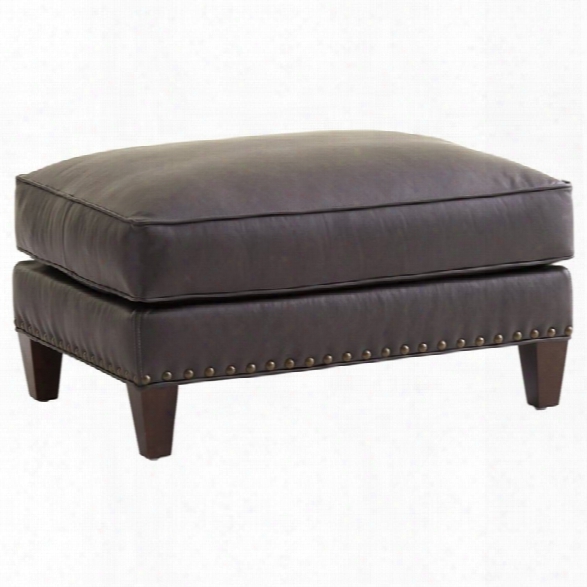 Lexington Zavala Hughes Leather Ottoman In Dark Gray