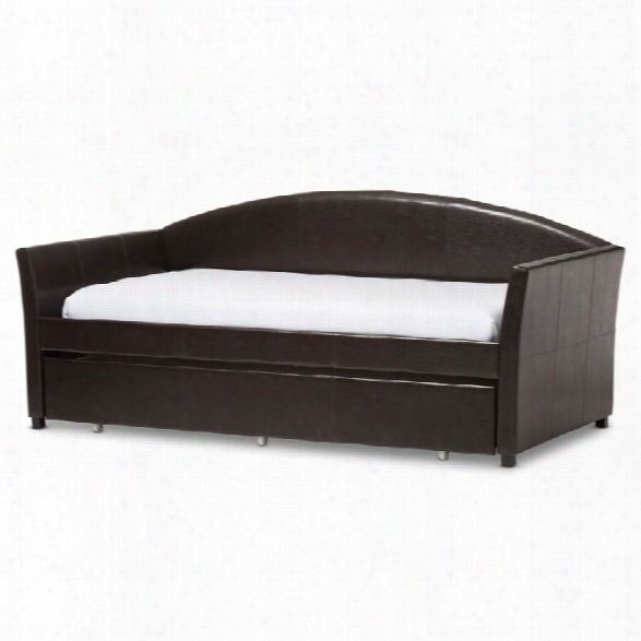 London Faux Leather Twin Daybed In Brown