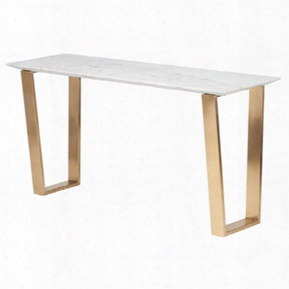 Nuevo Catrine Console Table In Gold And White