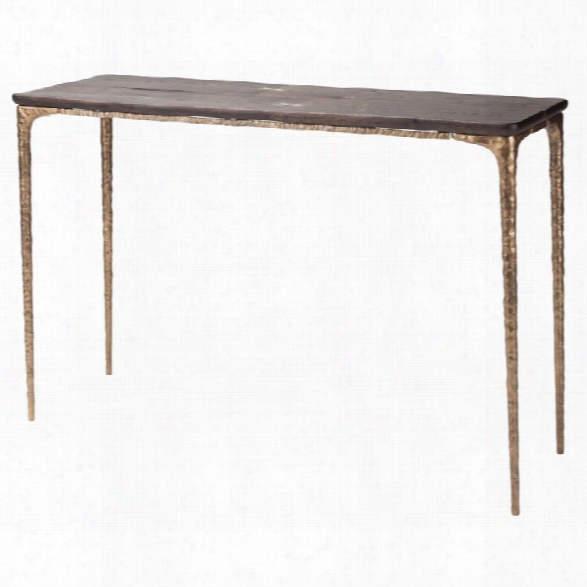 Nuevo Kulu Console Table In Seared Brown And Bronze