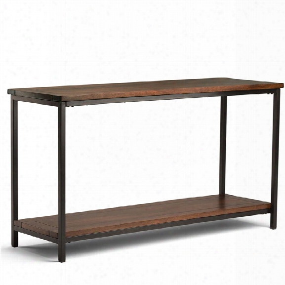 Simpli Home Skyler Console Table In Dark Cognav Brown