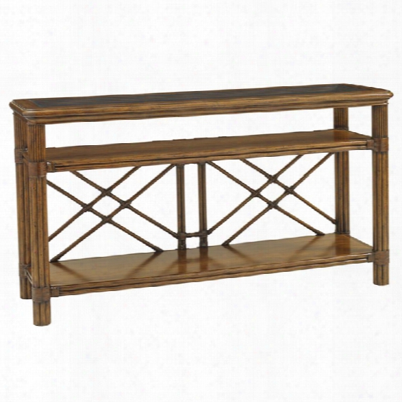 Tommy Bahama Bali Hai Islander Glass Top Console Table In Warm Brown