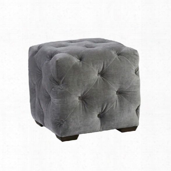 Universal Furniture Curated Barkley Velvet Tufted Cube Ottoman In Gray