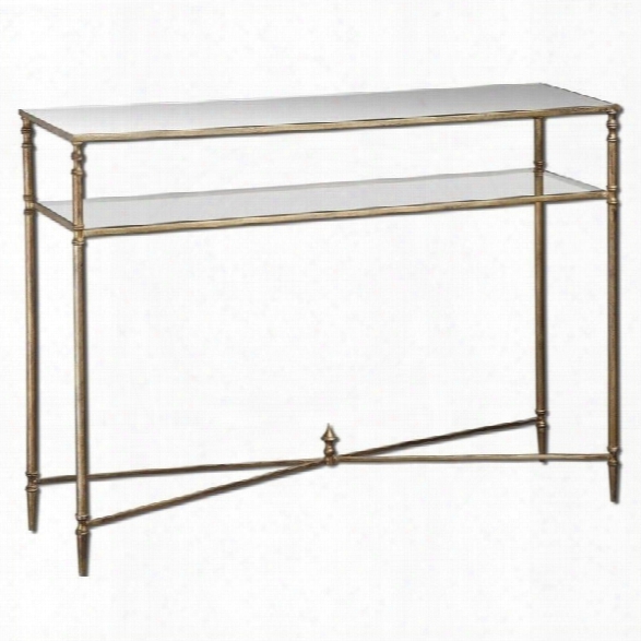 Uttermost Henzler Mirrored Glass Console Table In Antiqued Gold