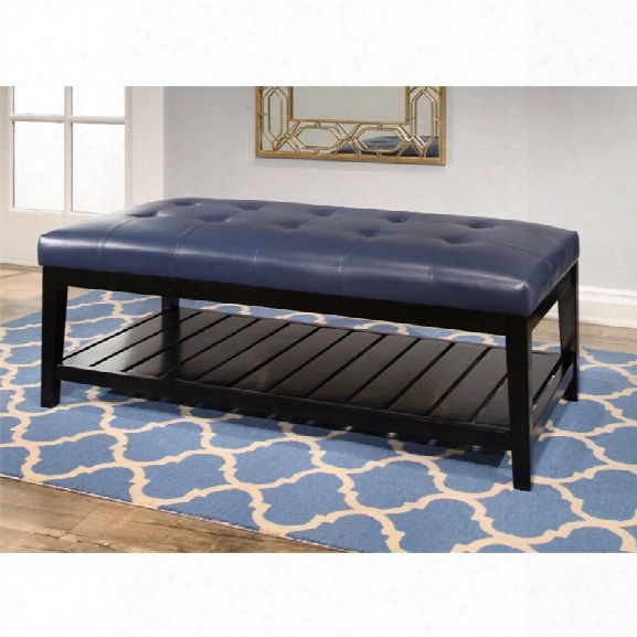 Abbyson Living Maltz Coffee Table Ottoman In Navy