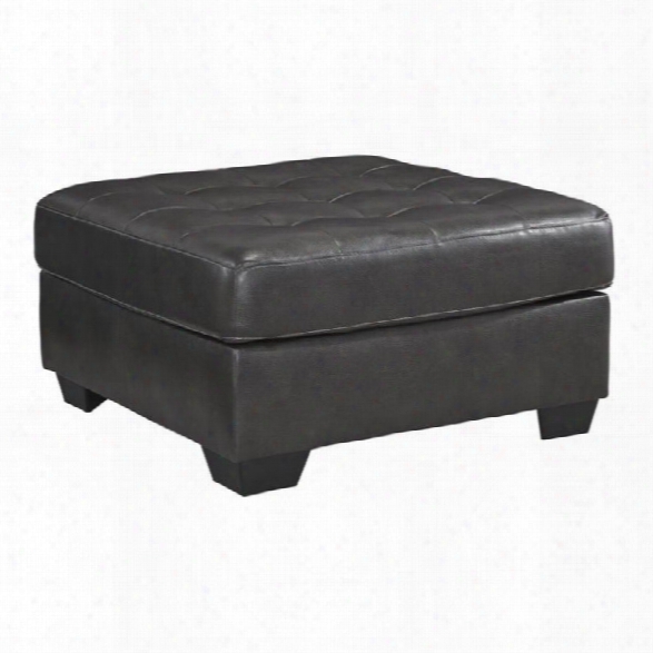 Ashley Owensbe Faux Leather Oversized Accent Ottoman In Charcoal