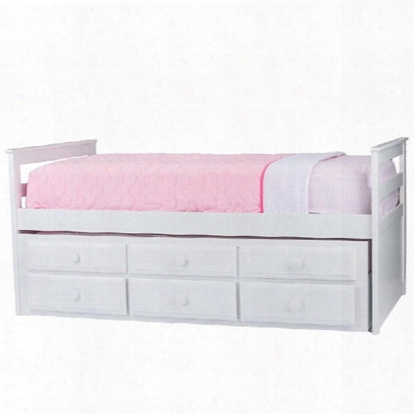 Ballina Wood Twin Captains Bed With Trundle In White