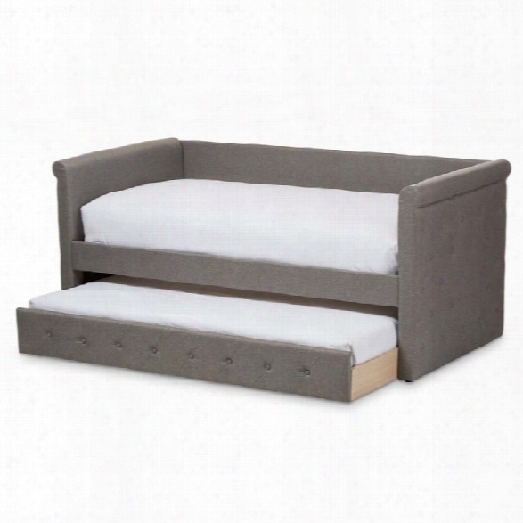 Baxton Studio Alena Fabric Daybed With Trundle In Light Gray