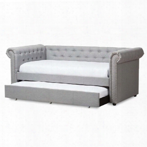 Baxton Studio Mabelle Fabric Daybed With Trundle In Light Beige