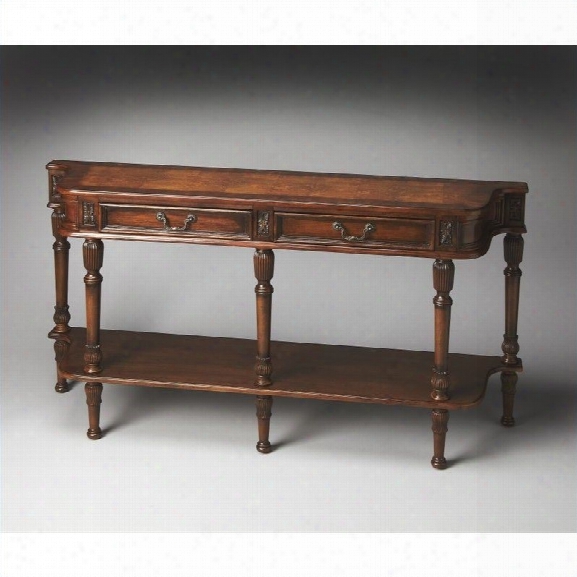 Butler Specialty Masterpiece Olive Ash Burl Console Table 2 Drawers