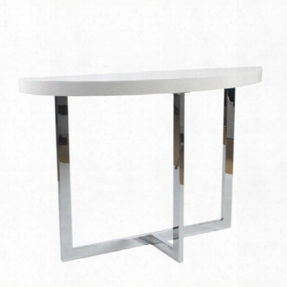 Eurostyle Oliver Demilune Console Table In White Lacquer