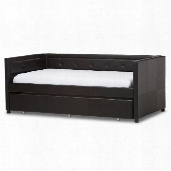 Frank Faux Leather Twin Daybed In Black