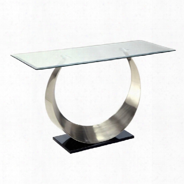 Furniture Of America Suse Glass Top Console Table In Satin Plated