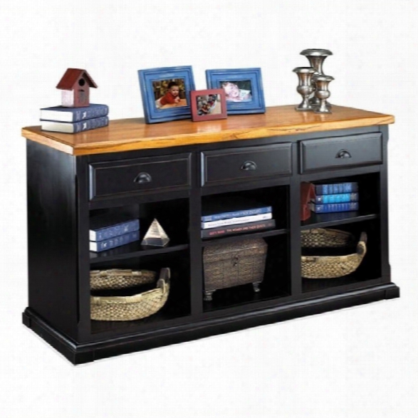 Kathy Ireland Home By Martin Southampton 3 Drawer Console In Distressed Onyx