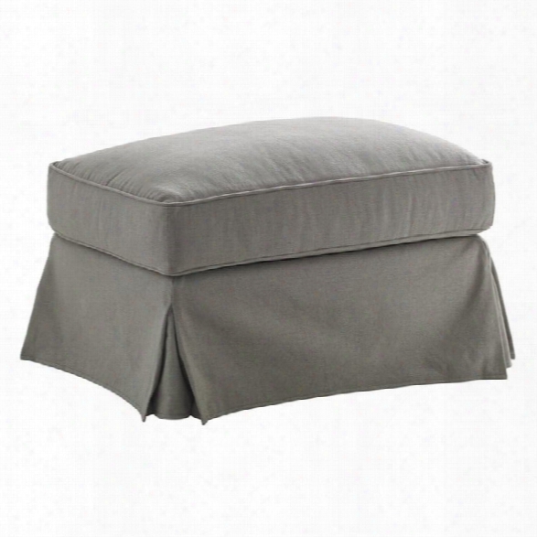 Lexington Oyster Bay Stowe Slipcover Fabric Ottoman In Gray