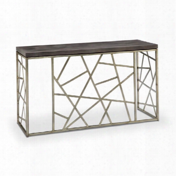 Maklaine Console Table In Distressed Silver And Smoke Gray