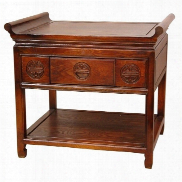 Oriental Furniture Altar Table In Walnut-22 Inches