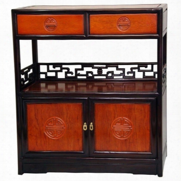 Oriental Furniture Long Life Display Cabinet In Cherry And Honey Stain